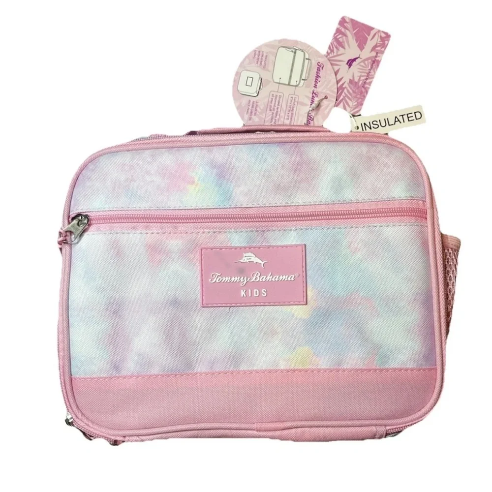 Tommy Bahama Pink Pastel Watercolor Zippered Lunch Box Girls NWT